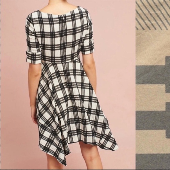 Anthropologie Eva Franco Rienne Feminine Black White Plaid Dress Size 6 - Picture 2 of 11